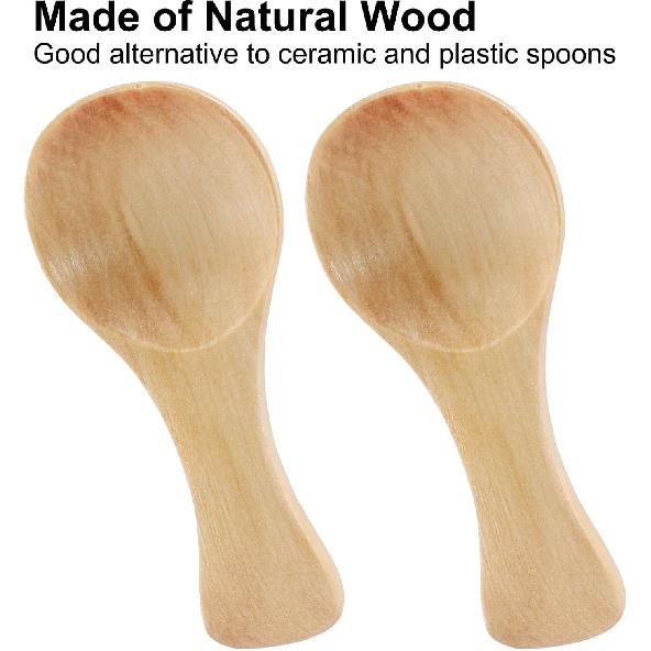 2 pcs Mini Wooden Spoons, Small Size Versatile Kitchen Accessories Ideal for Coffee, Sugar, Salt, Honey, Spices(Khaki)
