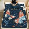 Blue and White Butterflies  Print Flannel Blanket, High quality Comfortable for All Seasons, Home Decor, Warmth and Comfort