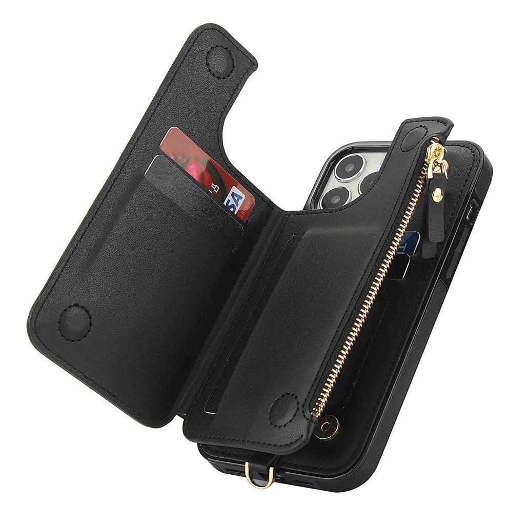 Wallet Case for iPhone 14/13/12/11 Pro Max 14 Plus/13/12 Mini/7/8/SE 2025 with Card Slot Holder, Magnetic Flip Folio Purse Case