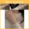 Luxurious Layer Double Pearl Necklace Bracelet For Women With Geometric Design