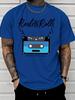 Unisex White Tee Retro Cassette Tape Music Graphic Print Short Sleeve Loose Casual Top For Adult Male Daily Street Wear Outfit