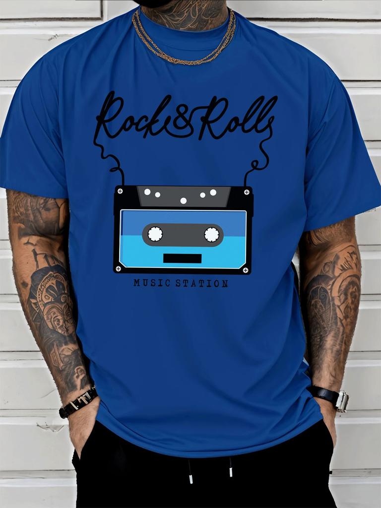 Unisex White Tee Retro Cassette Tape Music Graphic Print Short Sleeve Loose Casual Top For Adult Male Daily Street Wear Outfit