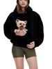 New European & American Autumn/Winter Hooded Plush Pet Bib Loose Pullover Sweatshirt for Women
