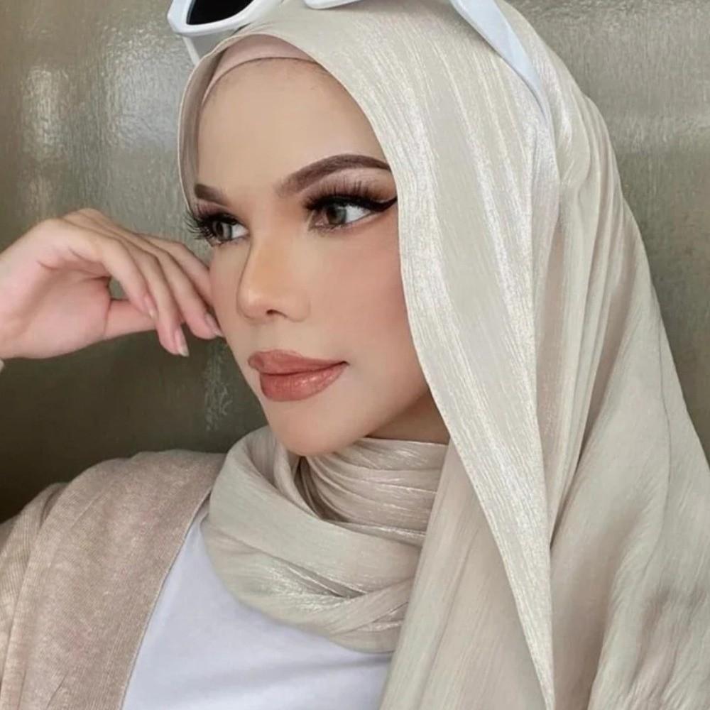 Silk Headscarf Long Wraps Shawl Luxury Islamic Turban  Party