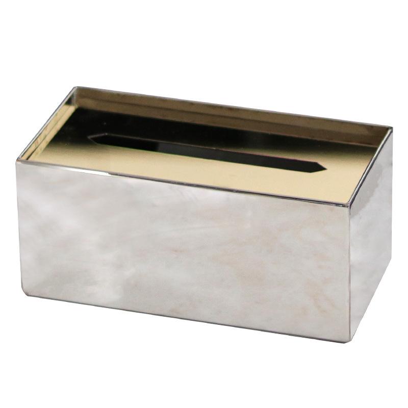 Stainless Steel Tissue Box, Luxurious Metal Rectangular Tissue Box Ornament, Modern Living Room and Kitchen Tissue Storage Box