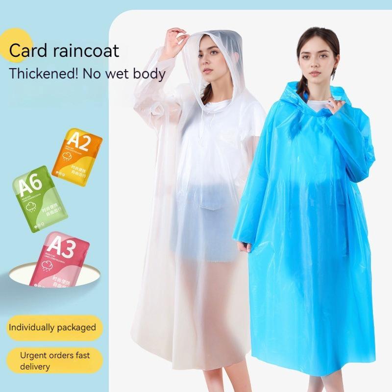 1PC Disposable Raincoat Portable with Caps for Adult Thickened Clear Travel Supplies Waterproof Outdoor Rainwear