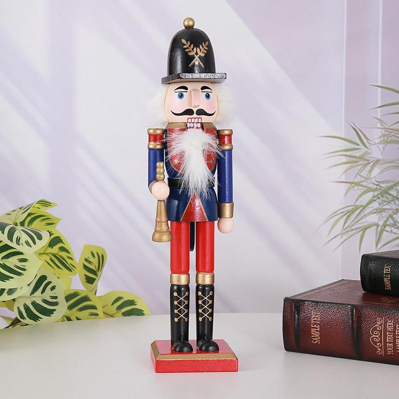 Wooden Nutcracker Soldier Figurine Christmas Decor Tabletop Ornament Home Office Display Gift
