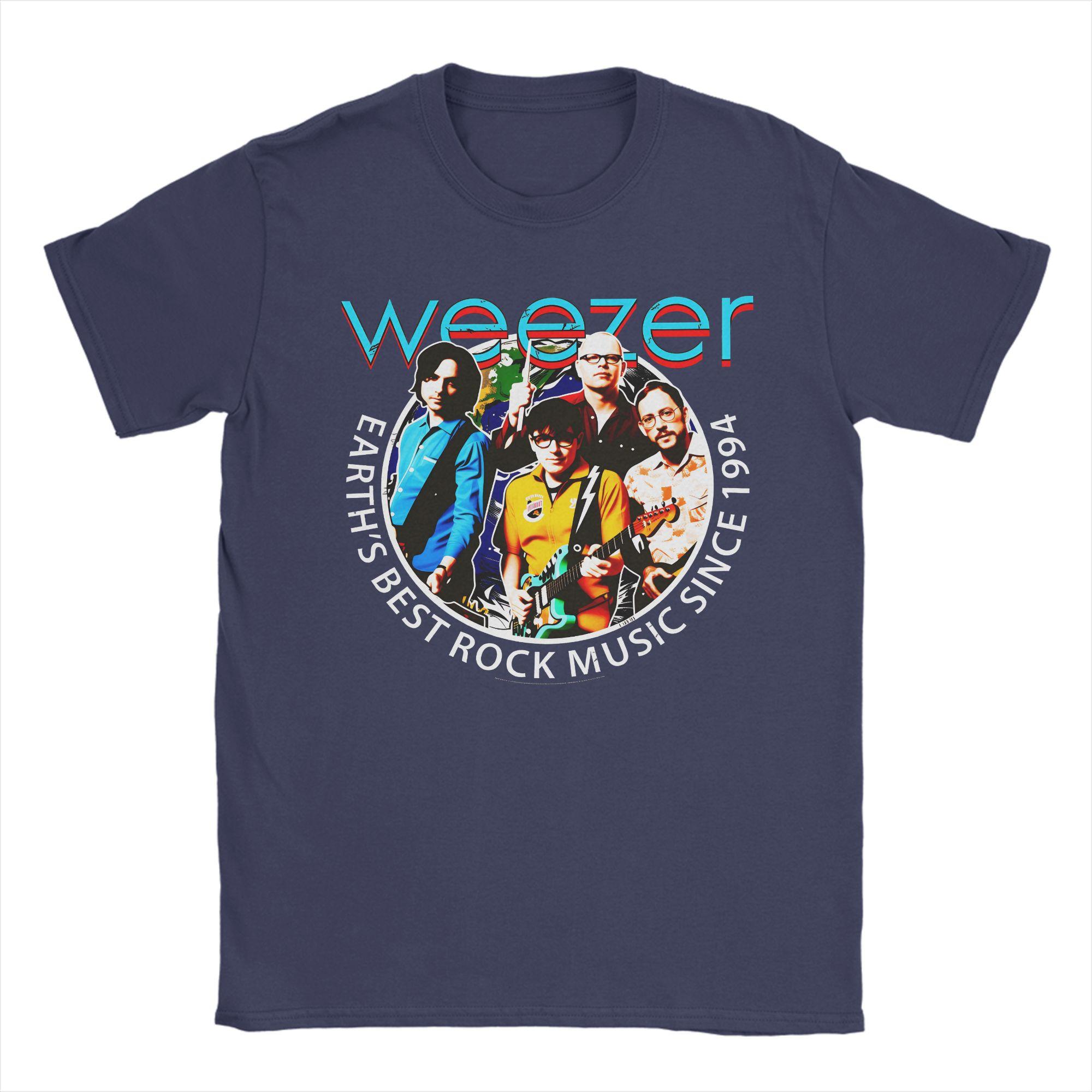 

Weezer Band Mens T Shirts Novelty Tee Shirt Short Sleeve Round Neck TShirts Pure Cotton Big Size Clothing 4XL