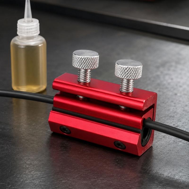 Motorcycle Brake Cable Oiler Tool, 2 Screw Clamp for Control Cable Housing Service, and Garage Use