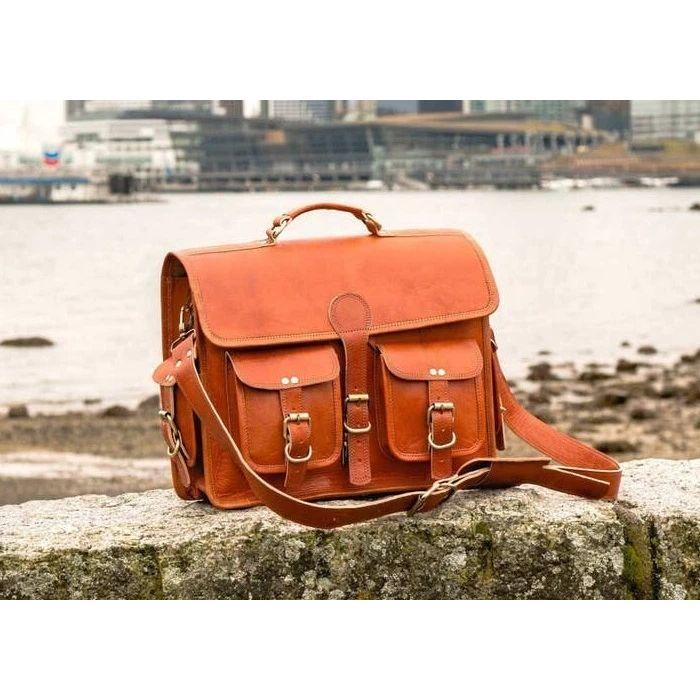 

Сумка для ноутбука Кожа Натуральная Портфель Мессенджер На плечо Мужская Винтажная Сумка Новая 18 x 14 x 6 in