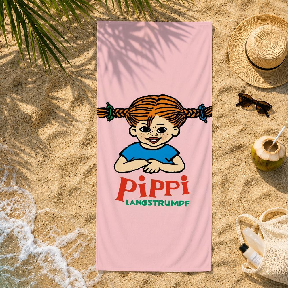 Asciugamano Classico P-Pippi Calzelunghe in Microfibra Ultra-Fine Asciugatura Rapida Assorbente, Asciugamano da Spiaggia per Vacanze al Mare e Nuoto