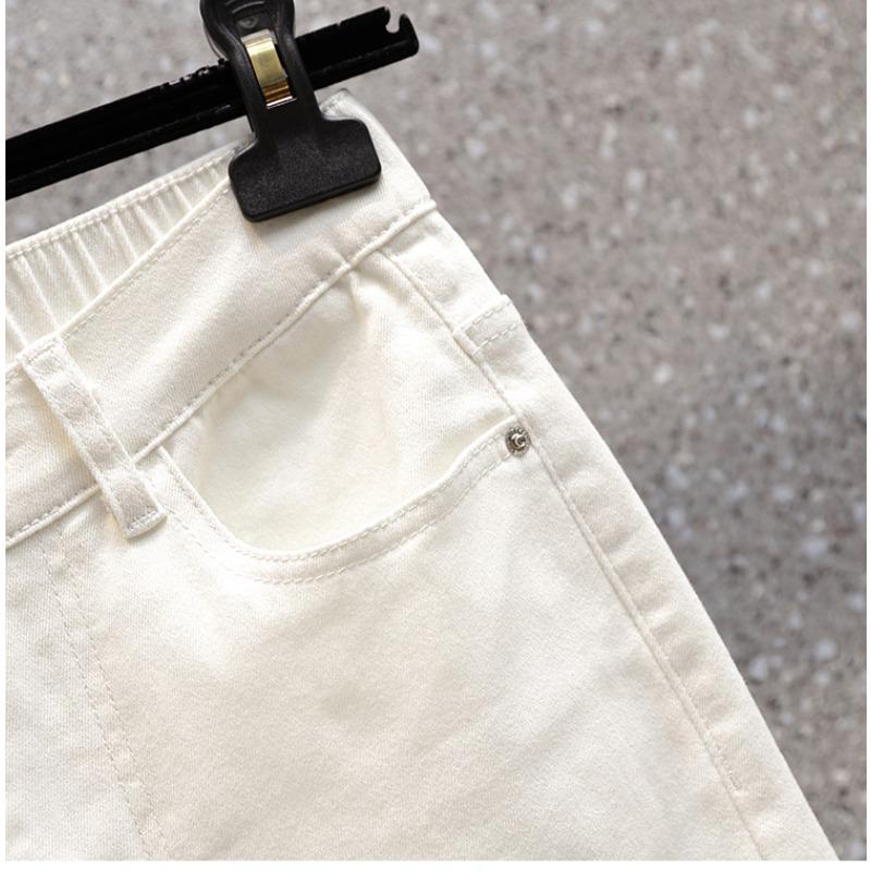 Plus Size Summer Jeans Pants Women Elastic Shorts Loose Casual Ripped Basic Trousers Denim