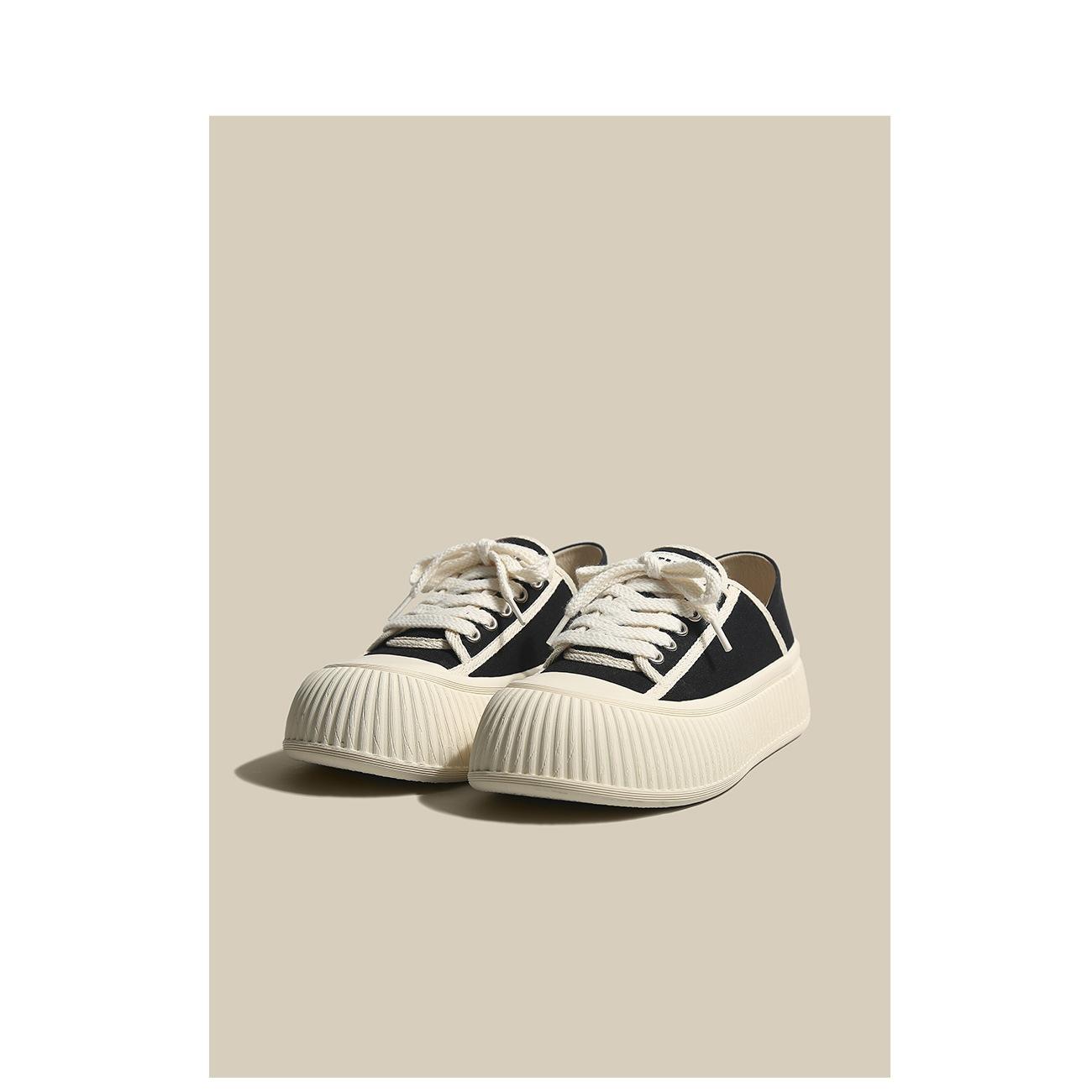 

Парусиновые туфли женские весенние новые бисквитные толстые подошвы уродливые милые круглые носы универсальные двухкомпонентные туфли Bread 40 чёрный