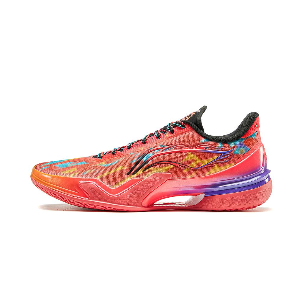New LINING Knife 5 Basketball Shoes Men Low Top Fluorescent Flame Red ABAU101-6