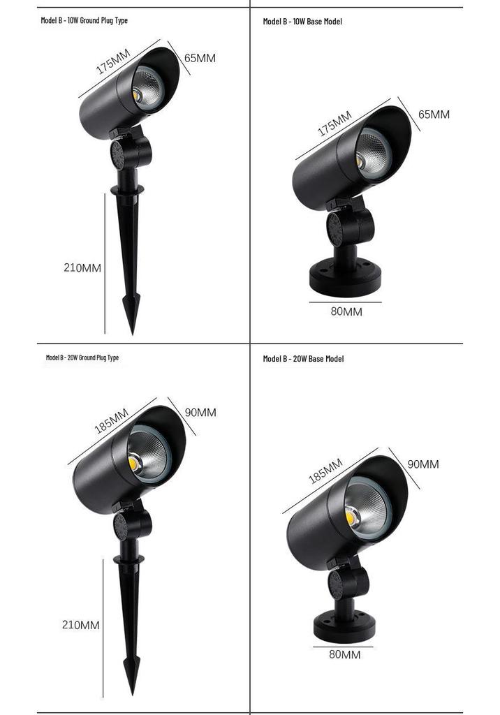 Waterproof Outdoor Tree Spotlight with Garden Ground Plug, Lawn Floodlight for Courtyard Landscapes