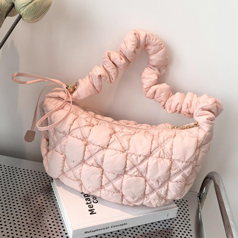 Fashion Quilted Top-Handle Bag Cloud Pleated Bubbles Commute Bag Casual Simple Shoulder Bag Elegant Solid Color Crossbody Bag