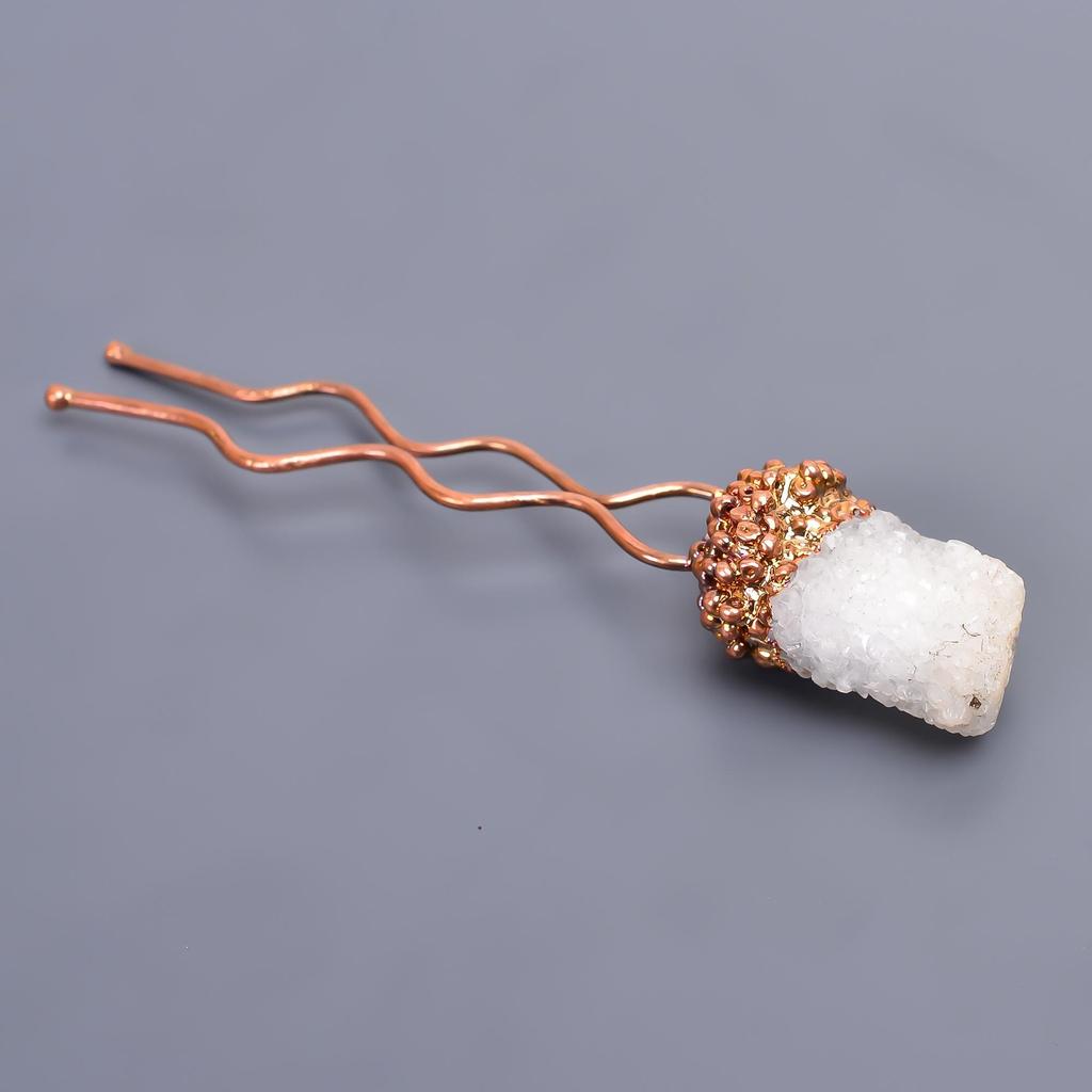 Natural Crystal Rough Gold Filled Hairpin Jewelry Bun Stick 3.7" /Electroplated Gold Filled Hair Pin Black Friday Gift For Mother