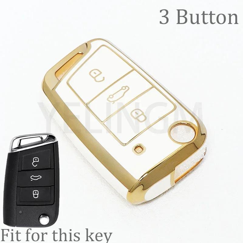 

Чехол-накладка из ТПУ для ключа-брелока автомобиля, полная защита для VW Volkswagen Golf 7 MK7 Tiguan MK2 для SEAT Ateca Leon FR 2 Ibiza для Skoda Octavia