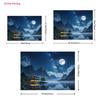 2D Asian Mountain Night Backdrop, Starry Sky and Misty Water