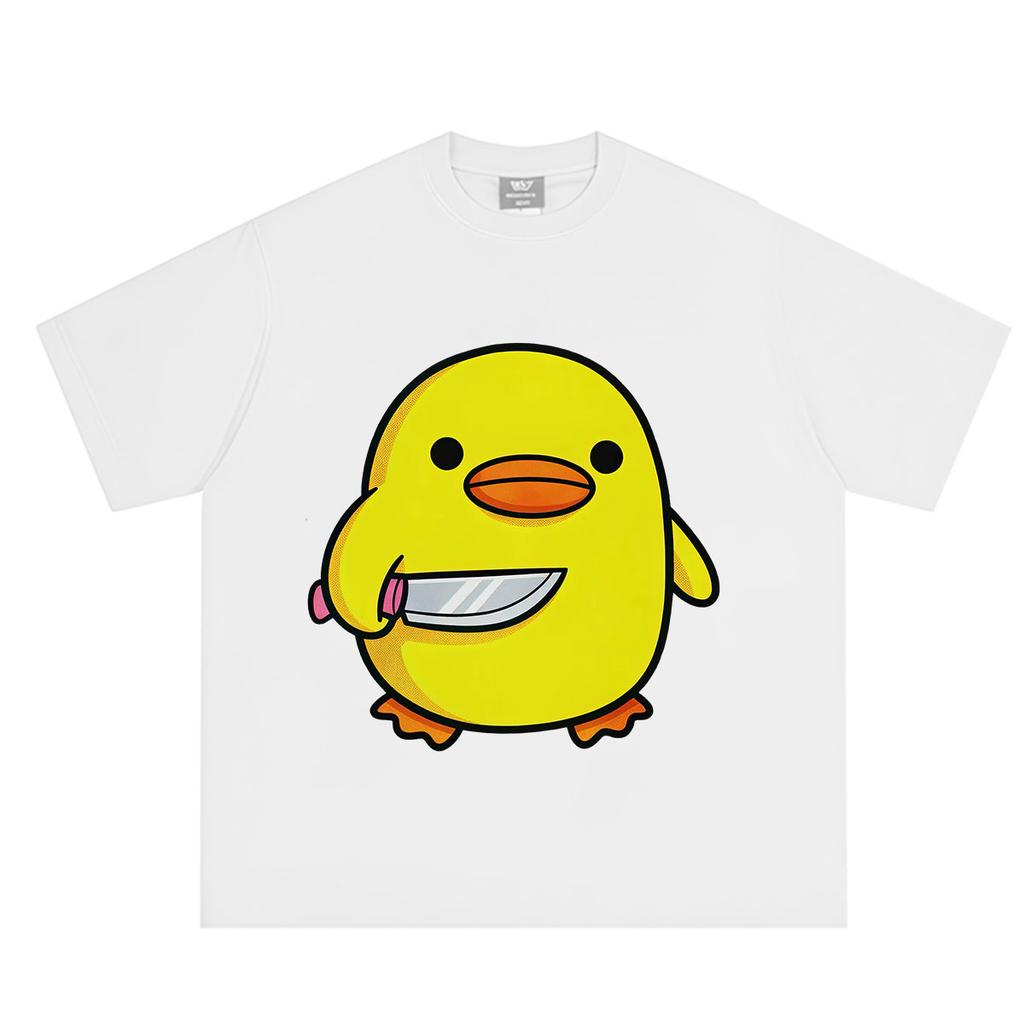 Funny Duck with Knife Graphic Print Unisex Unisex Fashion Hip Hop Shortsleeved Tshirt Summer Loose Casual Cotton Harajuku Tshirts