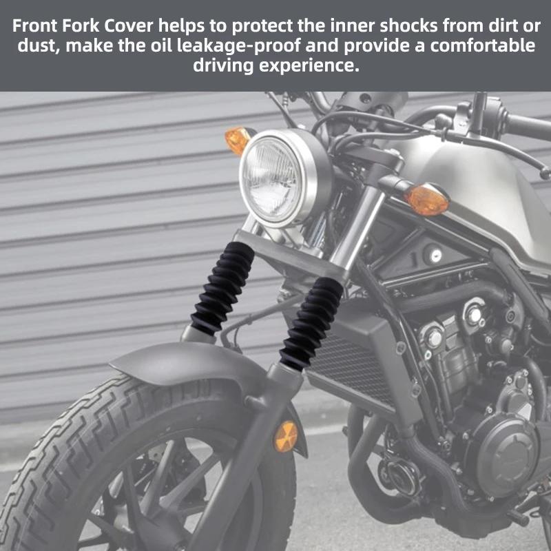 2x Motorcycle Accessories Front Fork Cover Dust Guard Shock Damping Rubber Gaiters Boots For Honda Rebel CMX 300 500 2017-2023