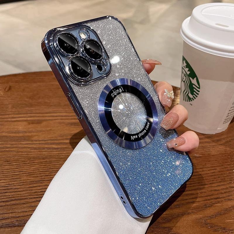 

Applicable To Apple 15 Mobile Phone Case Magnetic Plating 14 Gradient Glitter Powder Iphone16promax Protective Case 13 Full Package iPhoneXSmax