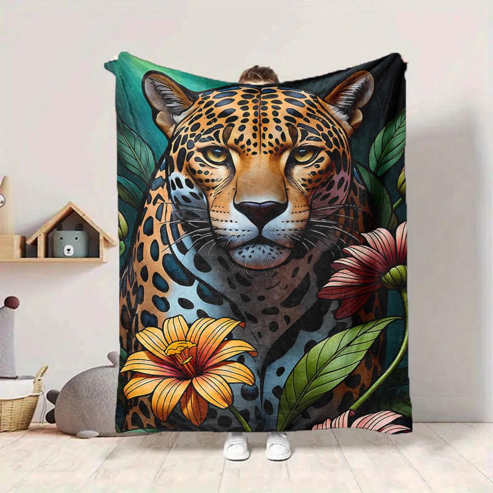 1pc Leopard Print Blanket Lightweight Blanket Throw Blanket For Sofa, Bed, Travel, Camping, Livingroom, Office yy251010039