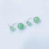 New S925 Sterling Silver Green Aventurine Double Round Bead Stud Earrings - Retro Chinese Style for Women