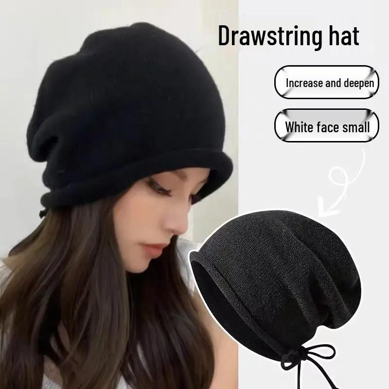 Autumn/Winter Essential: Lazy Style Slouchy Beanie for Women - Large Head Circumference, Fashionable Cold Weather Hat.