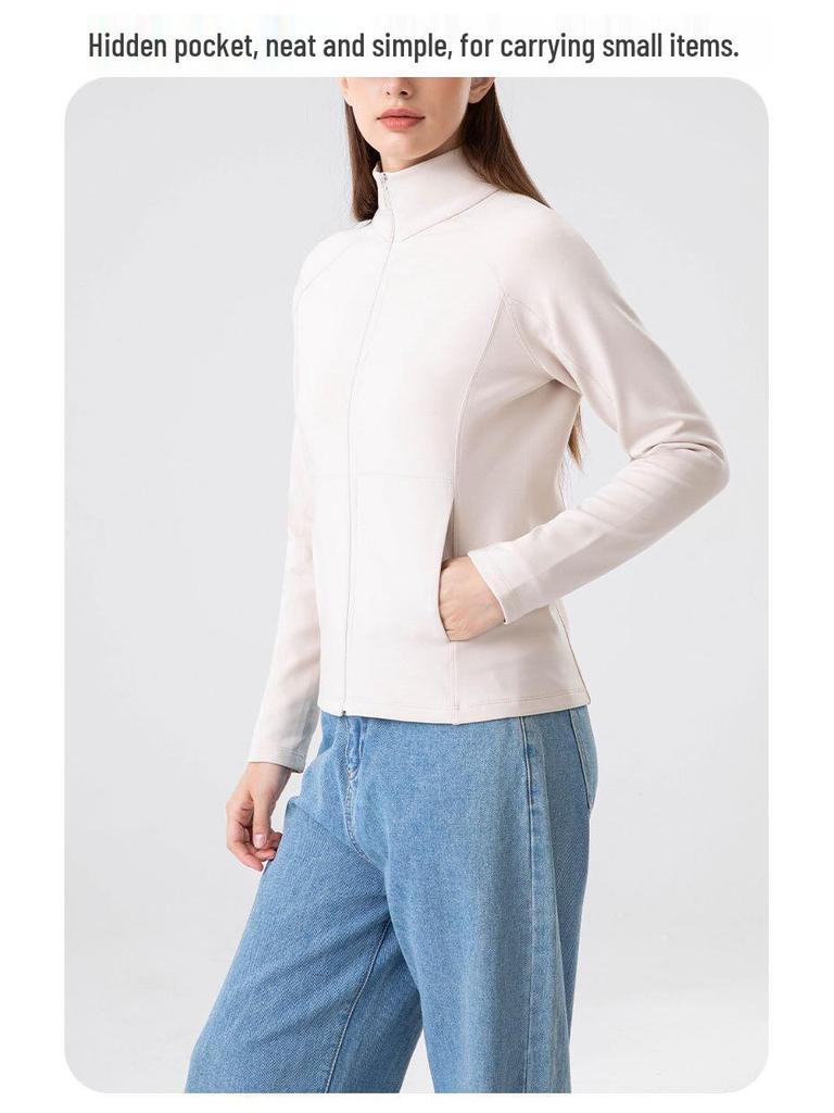 Lulu Women's Sand Wash Softshell Jacket: Brushed, Light Sport Long Sleeve with Stand Collar & Zipper for Autumn/Winter