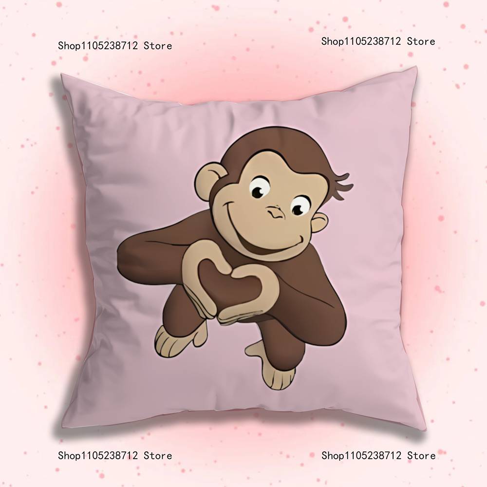 C-Curious Affe G-George Kissenbezug Kissenhülle Kissen Plüsch Jungen Mädchen Cartoon Anime Kawaii Dekoration Kindergeburtstag Niedliche Geschenke