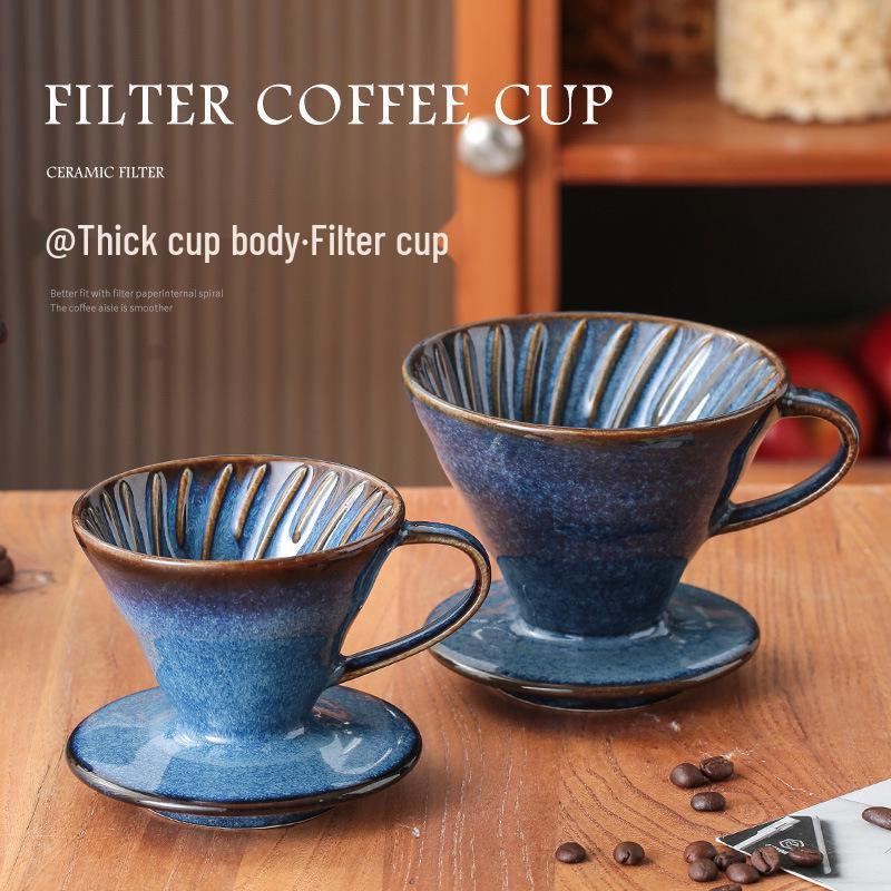 Dripper da Caffè V60 in Ceramica Retro con Scanalature a Spirale - Design Cielo Stellato