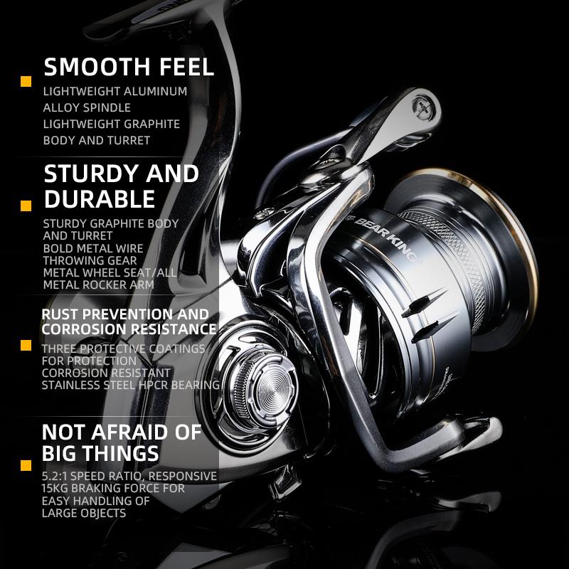BEARKING CAESAR series 5+1BB stainless steel bearings drive system 5.2:1 fishing reel 15Kg maximum power rotary fishing reel