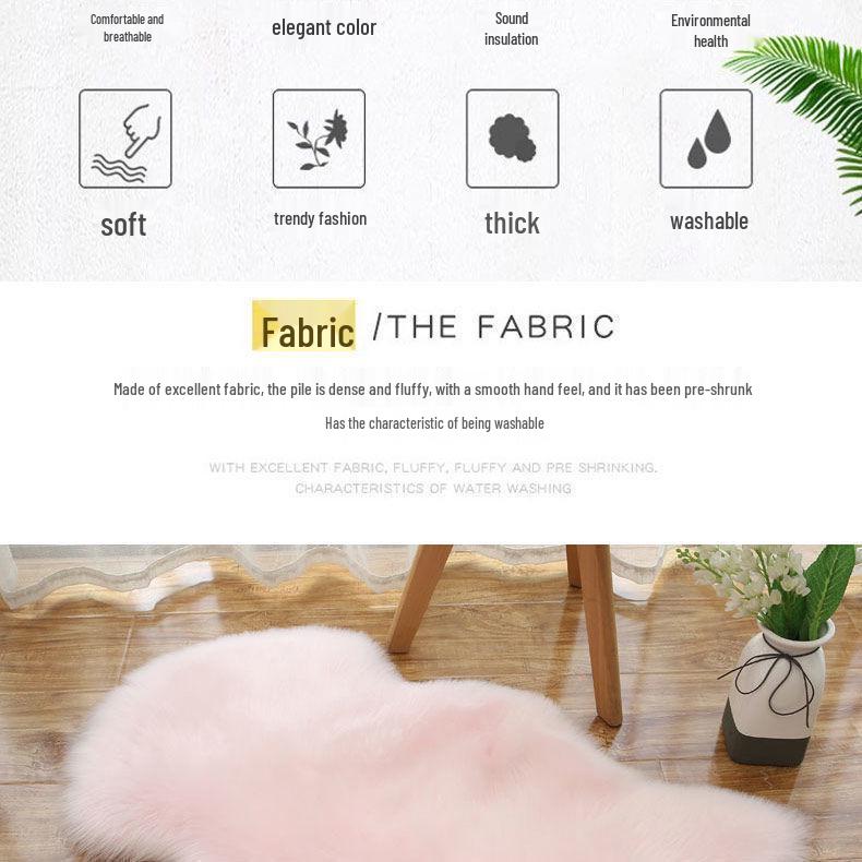 Girly Irregular-Shaped Faux Wool Plush Carpet for Bedroom, Living Room, or Bay Window