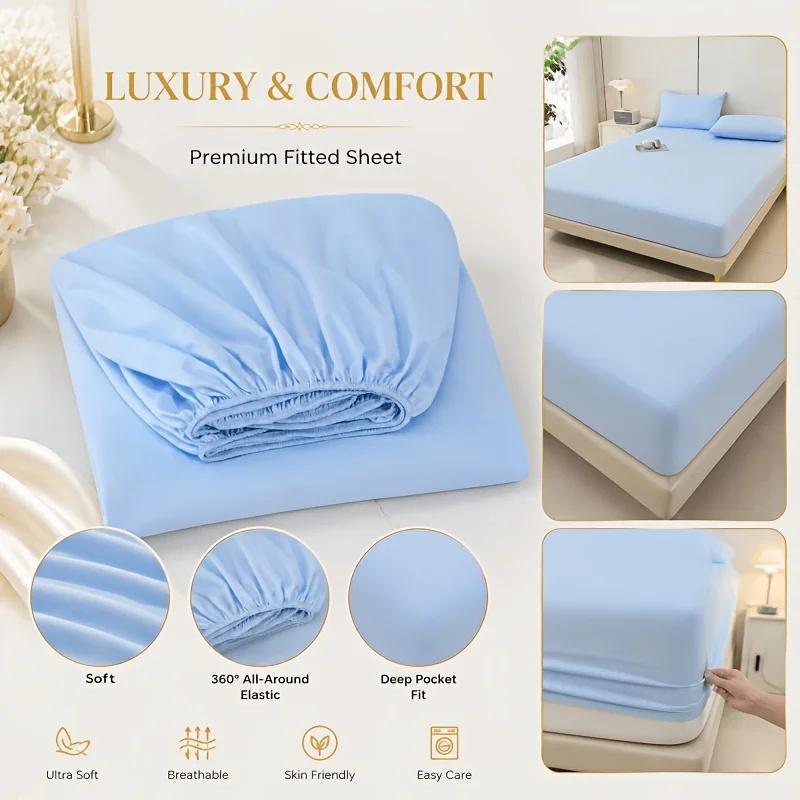 90/120/150/180/200 Fitted Bed Sheet With Elastic Band Solid Color Mattress Covers Protector Single Double King Beds Linen Becover
