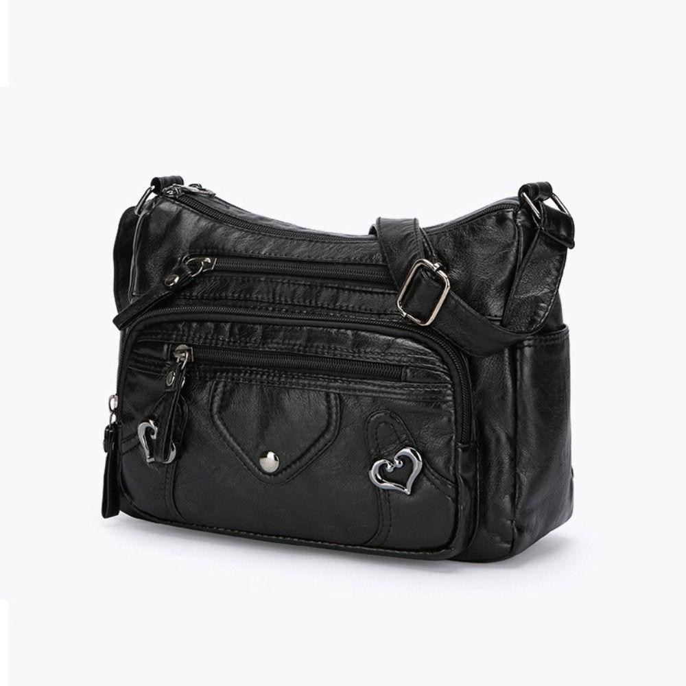 Borsa a tracolla in pelle PU Grande capacità Tracolla regolabile Borsa a tracolla per mamma Chiusura a zip Multi-scomparto Portafoglio da donna
