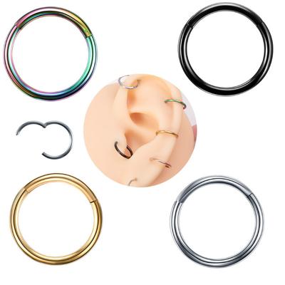 1pcs European And American 316l Stainless Steel Closed Ring Function Nose Ring Seamless Ring Earring Piercing Jewelry 