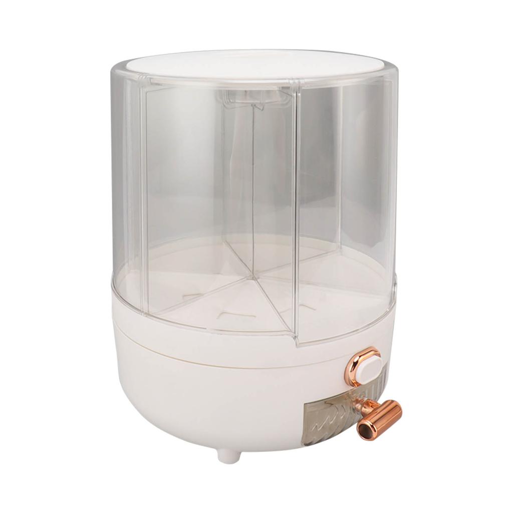 360 Degree Rotating Grain Dispenser Plastic 6 Compartments Kitchen Storage Container for Rice Beans White