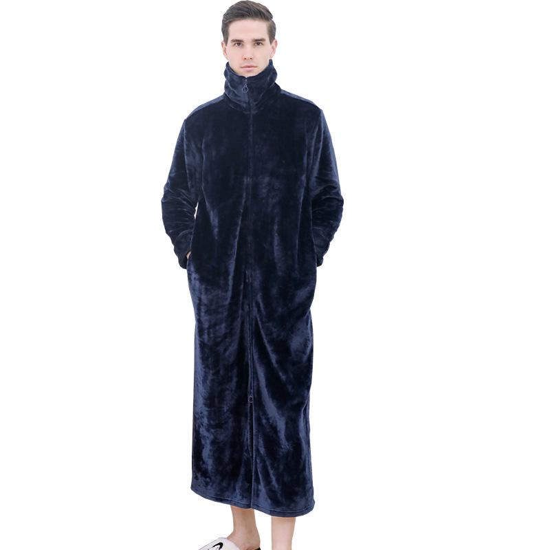 Women's Plus Size Long Nightgown - Double Zipper, Autumn/Winter Pajamas, Home Wear Robe
