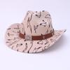 Western cowboy hat autumn and winter digital printed woolen top hat European and American fashion big-brimmed jazz hat