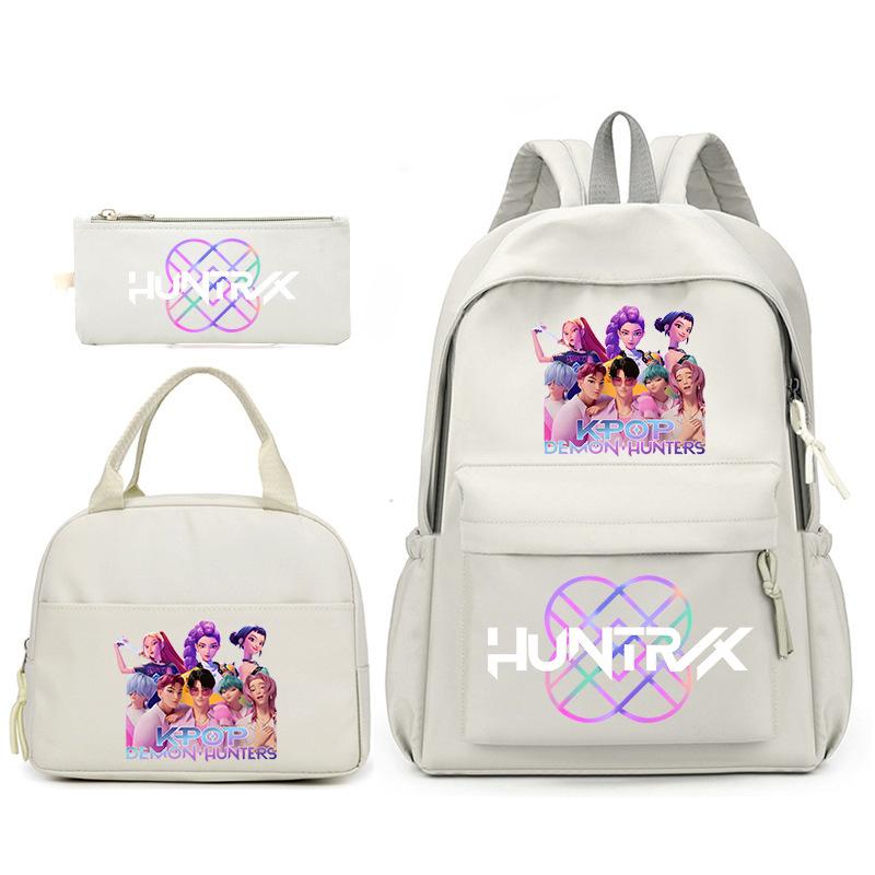 Kpop Anime Cartoon Printed Children'S School Bag Set Primary And Secondary School Student Pencil Bag College Meal Bag