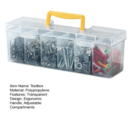 Toolbox Small Parts Screwdrivers Wrenches Transparent Storage Box with Adjustable Compartments Impact-Resistant Organizer Case