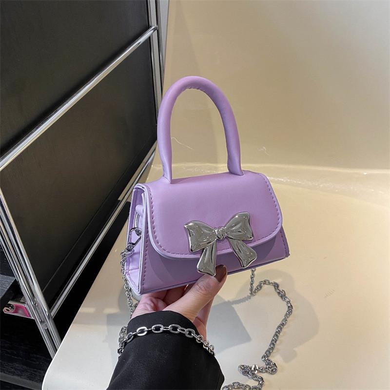 Stylish 2024 Fashion Shoulder Crossbody Bag Bowknot Cute Candy Color Handbag