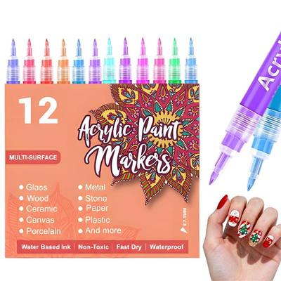 12/18/24/36/48 Colors Nail Art Pens Set, 2025 New Nail Art Markers Polish Pen for 3D Nail Art, Drawing Painting Liner Brush for DIY Nail Art