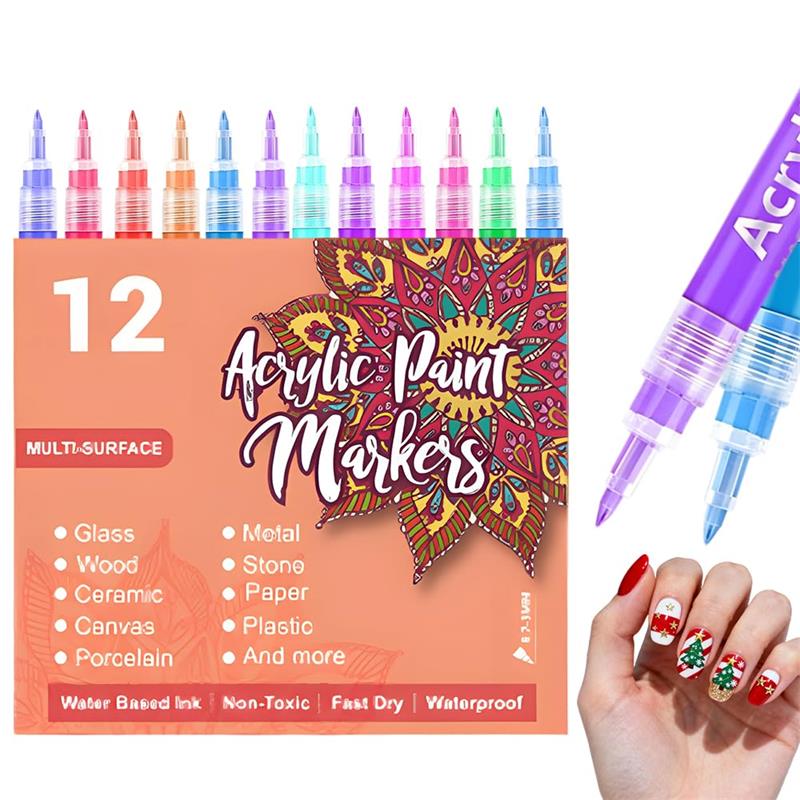 

12/18/24/36/48 Colors Nail Art Pens Set, 2025 New Nail Art Markers Polish Pen for 3D Nail Art, Drawing Painting Liner Brush for DIY Nail Art 12 Colors