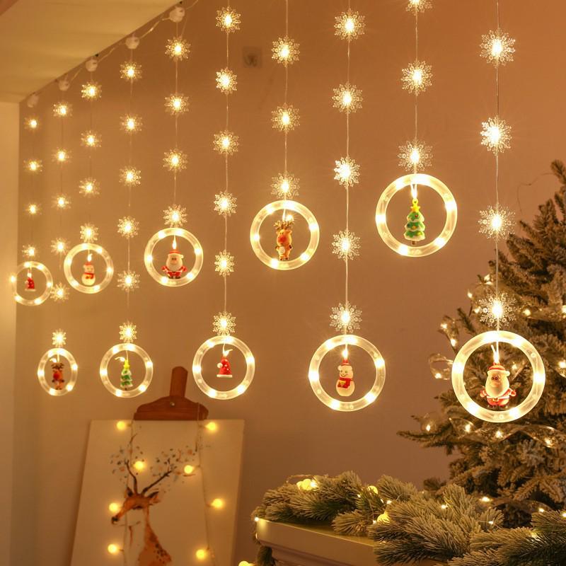 LED Christmas Star Curtain Lights - Festive Atmosphere with Wishing Ball & Flashing Colors