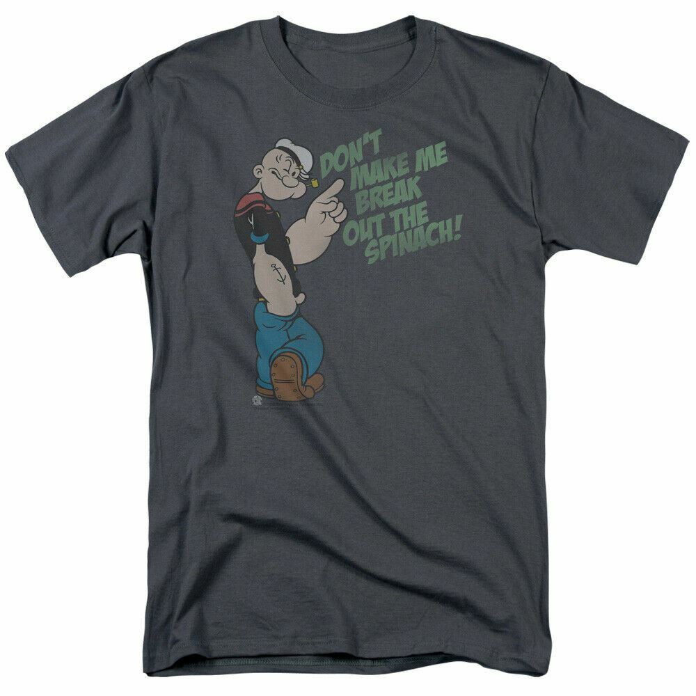 

26 Popeye Break Out Spinach T Shirt Mens Sailor Man Licensed IDW Comic Tee Charcoal Unisex T-Shirt XXXXL