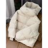 Women's Hooded Quilted Puffer Jacket with Drawstring Hem Solid Color Short Winter Coat
