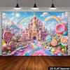 2D Plane Candy Castle Background Fabric - Double Rainbow Doughnut Theme - Wall Decoration - Multi-functional Celebration Items