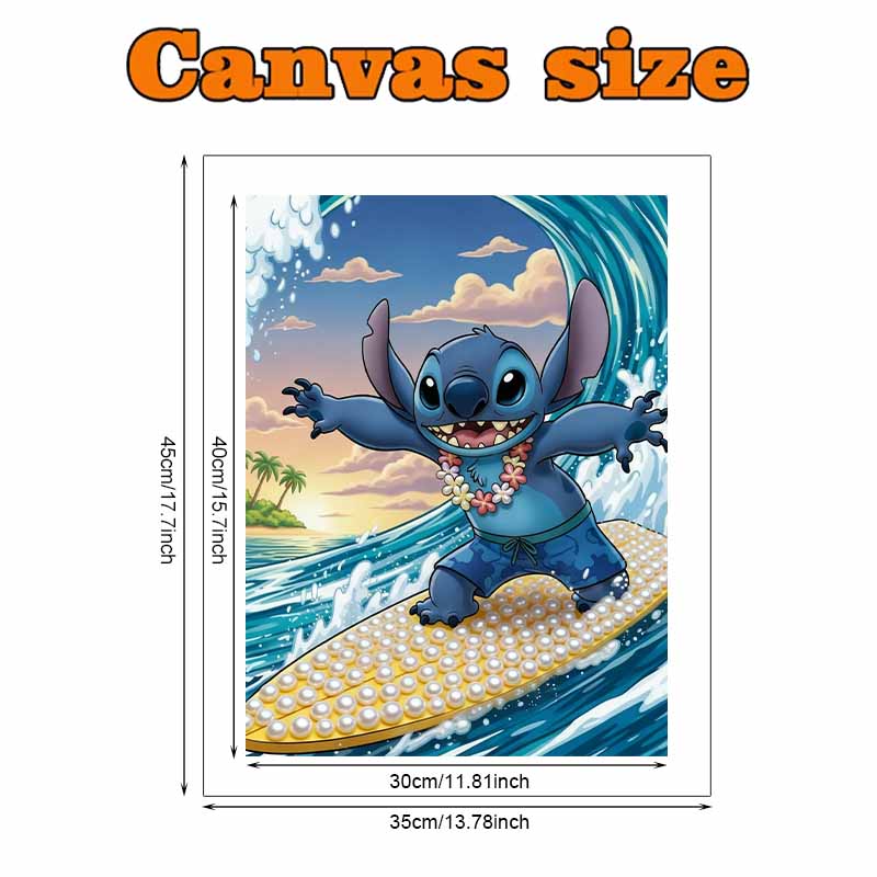 Disney Pearl Painting Set Stitchs Pearl Surfing Adventure Exquisite and Sparkling Painting Crafts Home Wall Decorations Handmade Gifts